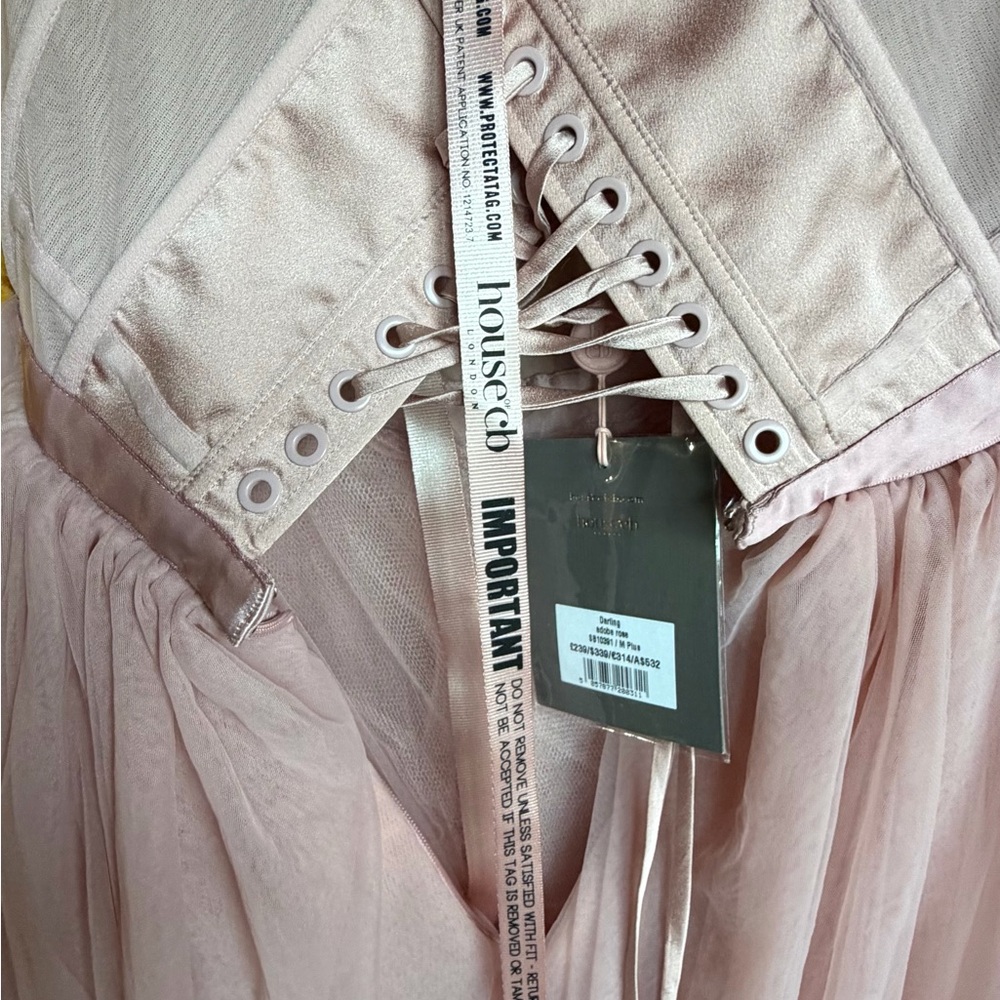 House of CB Dusty Pink Strapless Tulle Midi Dress - Picture 6 of 10